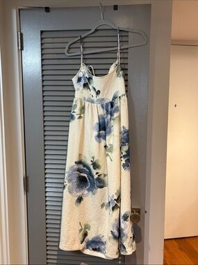 & Other Stories White Floral Backless Midi Dress